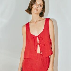 Verge Girl Red Tie-Front Tank Top